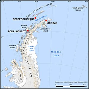 BAS174 overview with attributes Antarctic Peninsula showing Tabarin bases