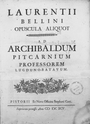 Bellini - Opuscula, 1695 - 3001876
