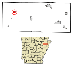 Location of Weiner in Poinsett County, Arkansas.