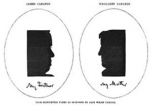 Silhouettes of Thomas Carlyle's father and mother made by Jane Welsh Carlyle with captions in Carlyle's hand 2