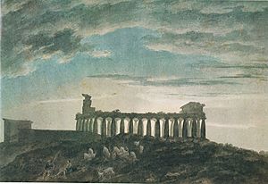 The Small Temple at Paestum, 10 x 14.5 inches, November 1782. John Robert Cozens
