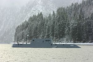 US Navy 051130-N-7676W-033 The Advanced Electric Ship Demonstrator (AESD), Sea Jet, undergoes sea trials on Lake Pend Oreille at the Naval Surface Warfare Center Carderock Division, Acoustic Research Detachment in Bayview, Idah