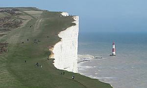 Beachy Head and Lighthouse, East Sussex, England - April 2010 crop horizon corrected