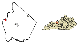 Location of Cloverport in Breckinridge County, Kentucky.