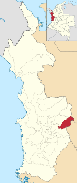 Location of the municipality and town of Bagadó in the Caquetá Department of Colombia.