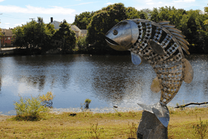 Fish sculpture at Mill Pond Park