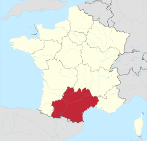 Location of Occitanie region in France