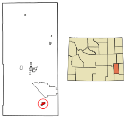 Location of Chugwater in Platte County, Wyoming.