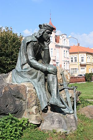 Statue of Walther von der Vogelweide by Heinrich Scholz, Northern Bohemia