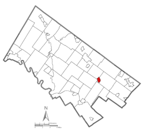 Location of Ambler in Montgomery County, Pennsylvania.