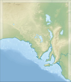 A map of South Australia with a mark indicating the location of Lake Callabonna