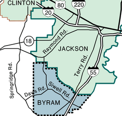 Map showing newly incorporated area of Byram