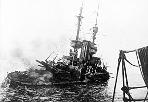 HMS Irresistible abandoned 18 March 1915