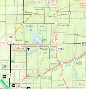 Map of Marion Co, Ks, USA