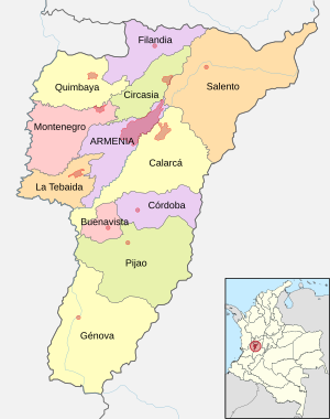 Mapa de Quindío (político)