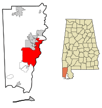 Mobile County Alabama Incorporated and Unincorporated areas Mobile Highlighted