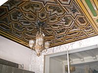 Ornate ceiling and lighting fixture at entrance, Hollywood Pacific Theatre