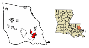 Location of Slidell in St. Tammany Parish, Louisiana