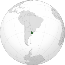 Location of  Uruguay  (dark green)in South America