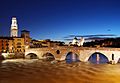 Verona - ponte pietra at sunset