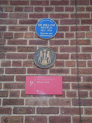 William Whitla plaque on Whitla Hall