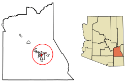 Location of Safford in Graham County, Arizona