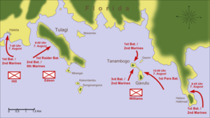 Karte - Landungen auf Tulagi, Gavutu, Tanambogo