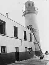Lighthouse damage Scarborough 1914 IWM Q 53462