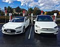 Tesla Model S & X side by side at the Gilroy Supercharger