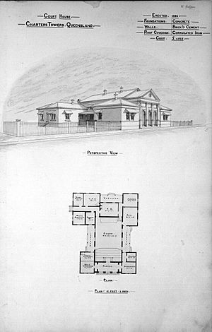 Architectural plan of the Court House, Charters Towers, 1888