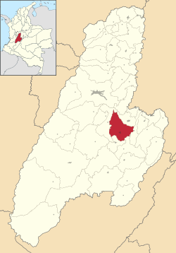 Location of the municipality and town of Guamo in the Tolima Department of Colombia.