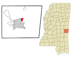 Location of Marion, Mississippi