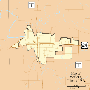 Map of Watseka, Illinois