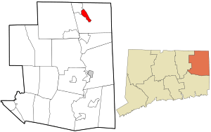 Windham County Connecticut incorporated and unincorporated areas North Grosvenor Dale highlighted.svg