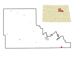 Location of Warwick, North Dakota