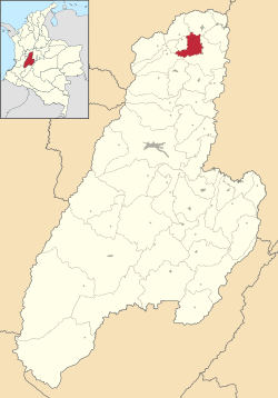 Location of the municipality and town of Falan in the Tolima Department of Colombia.