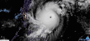 Goni making landfall on the Philippines on October 31