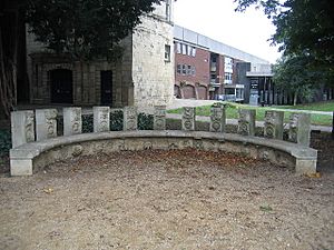 Semi-circular seat, St Mary de Crypt Churchyard, Gloucester - geograph.org.uk - 61866