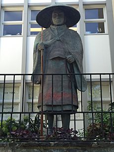 Statue of Shinran Shonin on Riverside Drive New York