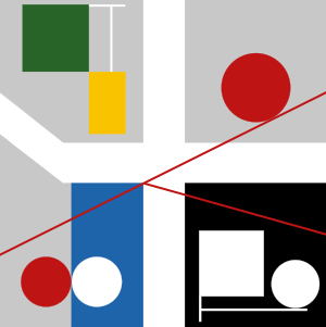 Taeuber-Arp-quatre-espaces-a-cercles-rouges-roulants-1932-gouache-papier