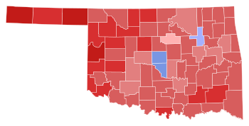 2022 Oklahoma gubernatorial election results map by county