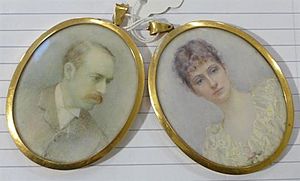 Archibald Cameron Corbett and wife ivory miniatures by Merrylees
