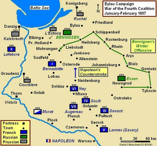 Eylau Campaign Map 1807