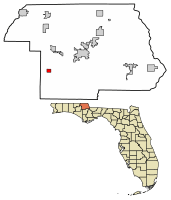 Location of Alford in Jackson County, Florida.