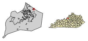 Location of City of Worthington Hills in Jefferson County, Kentucky