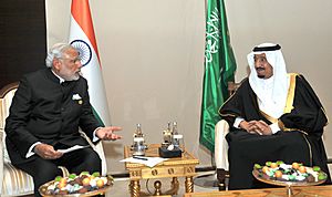 King Salman bin Abdul Aziz of Saudi Arabia meeting the Prime Minister, Shri Narendra Modi, in Turkey on November 16, 2015