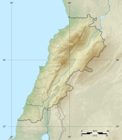 Map showing the location of Arqa within Lebanon