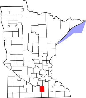 Map of Minnesota highlighting Waseca County