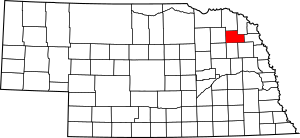 Map of Nebraska highlighting Wayne County
