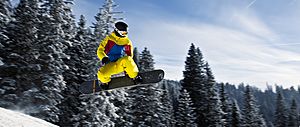 Snowboarder in flight (Tannheim, Austria)